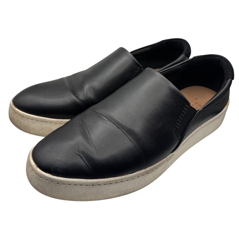 A New Day Womens Slip-On Platform Sneakers Size 7 Black White Minimalist Casual